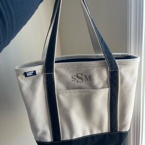 Lands' End Black and Cream Men's Tote Bag